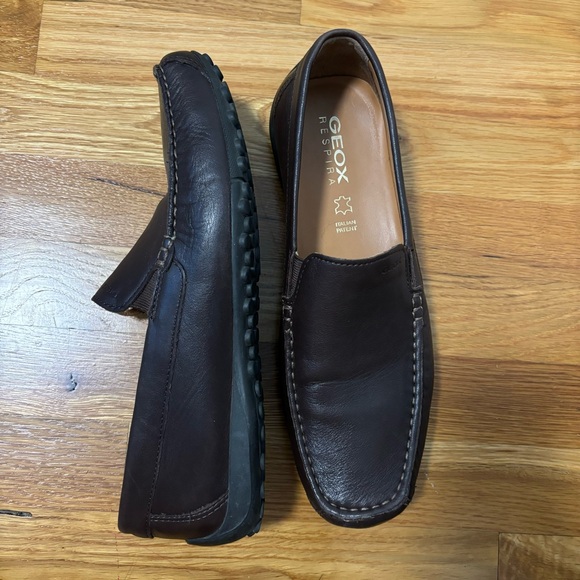 GEOX Respira Mens Brown Leather Driving Loafers Slip On Casual Shoes EU 43.5 main image 7
